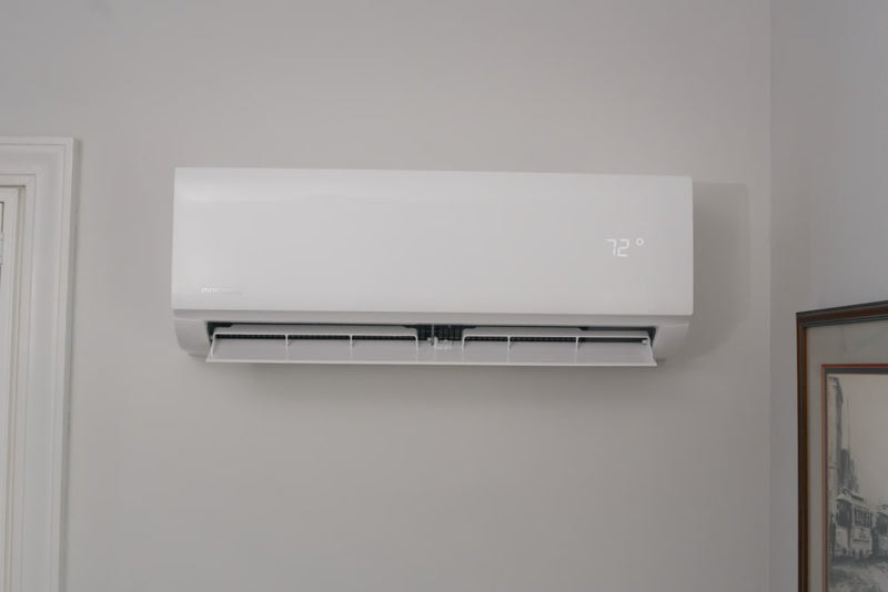 MRCOOL DIY Select 18K BTU 230V R-454B Wall Mount Air Handler lifestyle installation view - DIYS-18-HP-WMAH-230A13-O